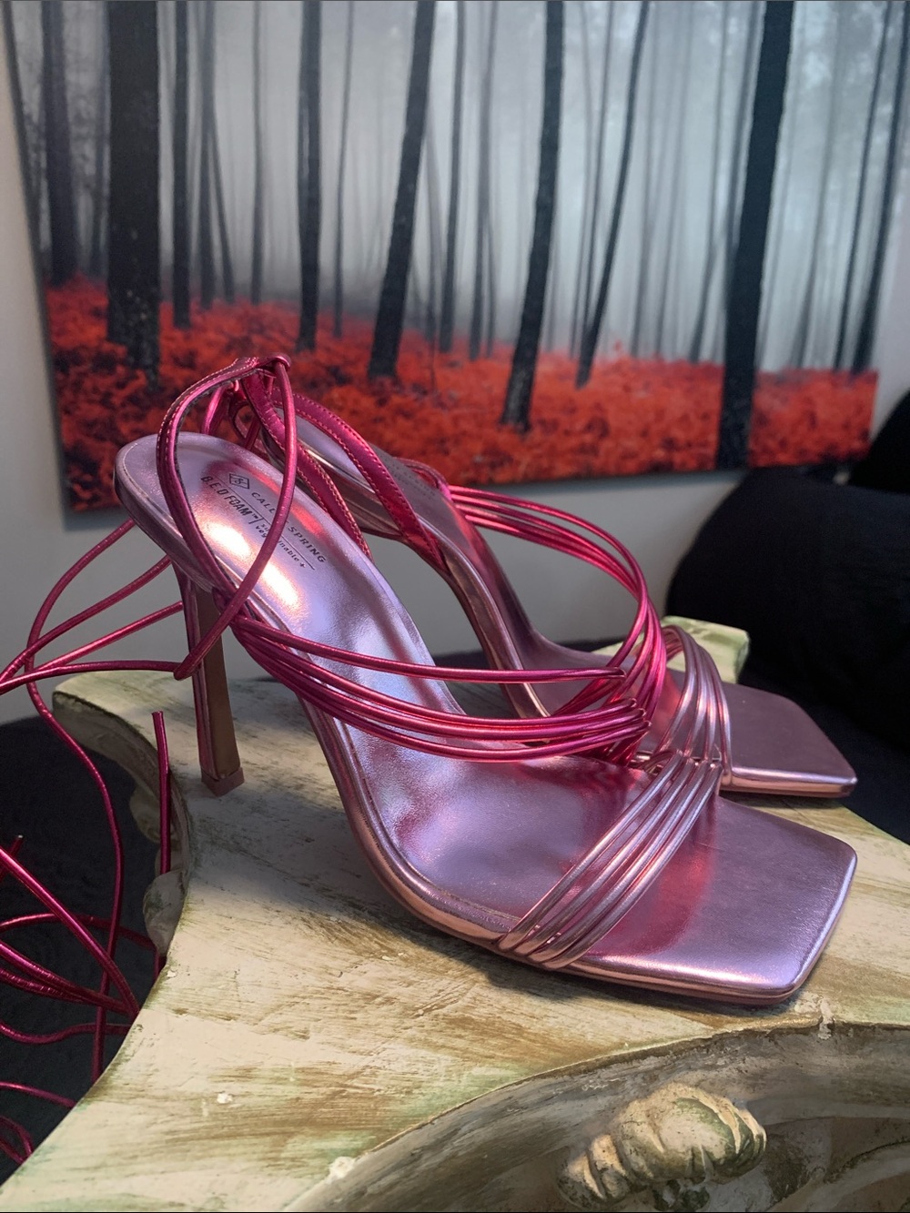 Call It Spring Metallic Pink Strappy Stiletto Sandals
